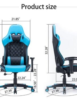 Gaming Chair Ergonomic Racing chair 165° Reclining Gaming Seat 3D Armrest Footrest Black Blue
