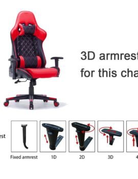 Gaming Chair Ergonomic Racing chair 165° Reclining Gaming Seat 3D Armrest Footrest Black