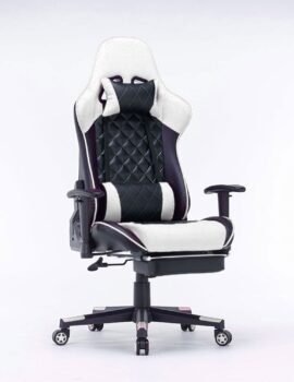 Gaming Chair Ergonomic Racing chair 165° Reclining Gaming Seat 3D Armrest Footrest White Black