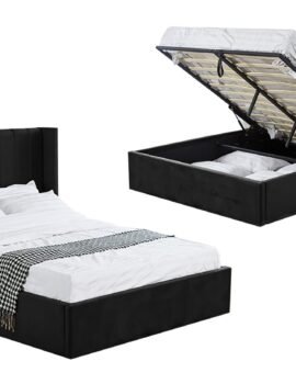 Hilton Black Velvet Gas Lift Bed – King