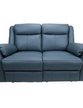 Bella 2 Seater Electric Recliner Genuine Leather Upholstered Lounge – Blue