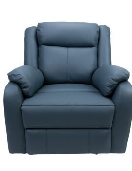 Bella 1 Seater Electric Recliner Genuine Leather Upholstered Lounge – Blue