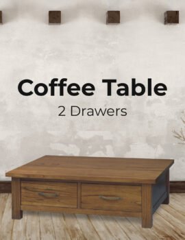 Birdsville Coffee Table 120cm 2 Drawer Solid Mt Ash Timber Wood – Brown