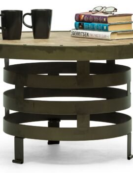 Retro Style Spiral Round Coffee Table with Wood Top
