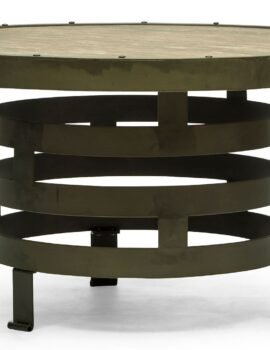 Retro Style Spiral Round Coffee Table with Wood Top