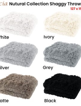 Lucia Nutural Collection Shaggy Throw Rug 127 x 152cm Grey