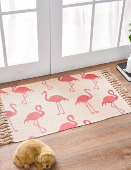 Bohemian Cotton Area Rug with Tassels – Geometric Pattern, Decorative Floor Mat 60*90cm