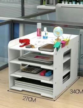 Multi-Functional Desktop Organizer with Document and Stationery Storage – Compact Desk Shelf, 27x34x27cm