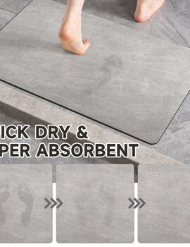 Beige Quick-Dry Absorbent Non-Slip Bath Rug for Bathroom, Kitchen & Entryway 60x90cm