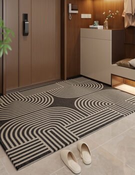 50*80cm Brown Style 2 Geometric Patterns Outdoor Entryway Mat – Non-Slip Welcome Rug for Front Door